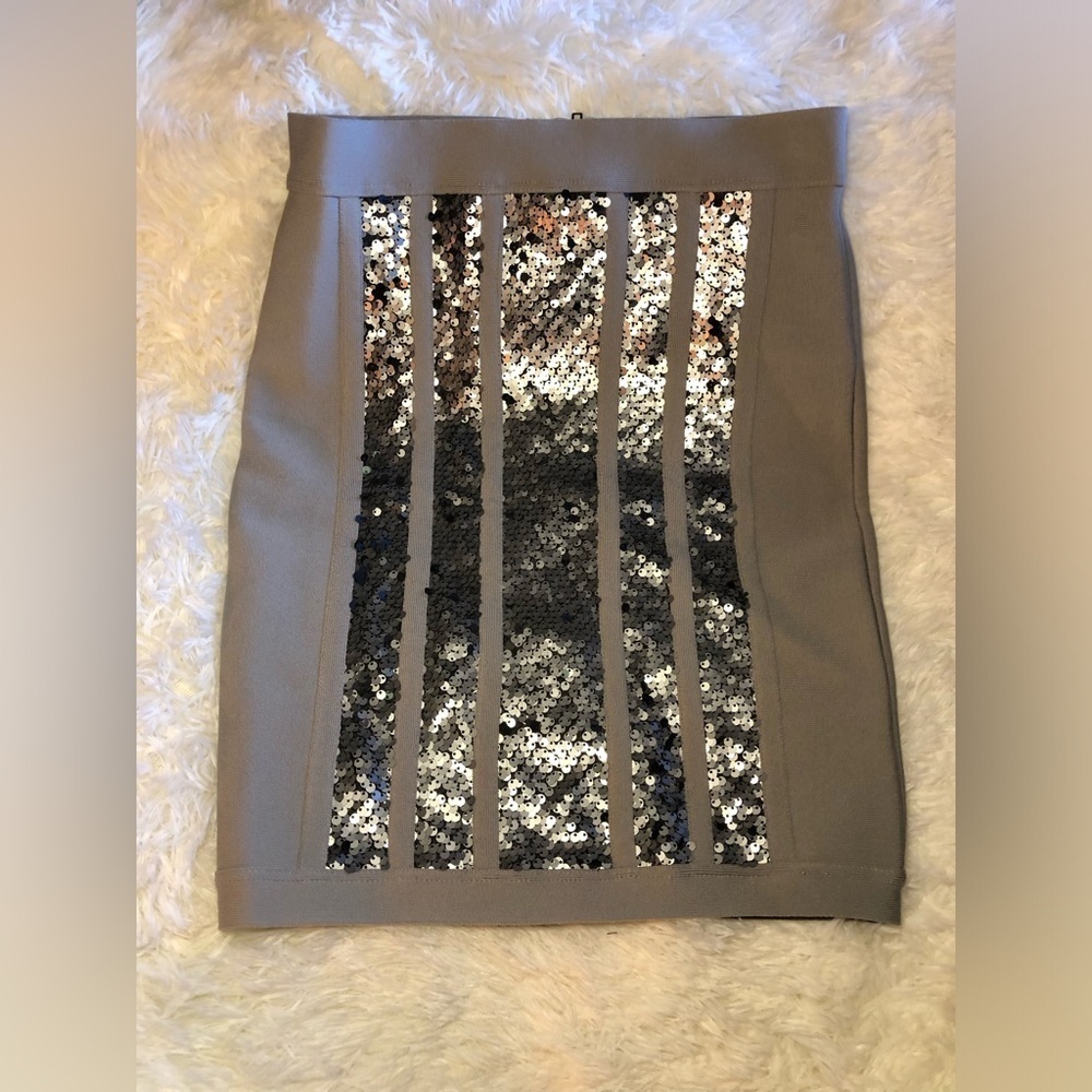 VENUS Grey and Silver Sequin Bandage Mini Skirt size XS-S NWOT